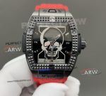 TWF Swiss Replica Hublot Spirit Of Big Bang Depeche Mode Skull Face Red Strap Black Case Watch 